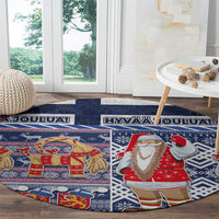 Yule Goat Joulupukki Finnish Christmas Round Carpet Scandinavian Pattern LT03 - Polynesian Pride