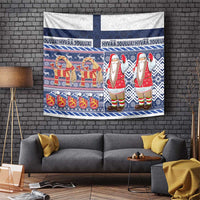 Yule Goat Joulupukki Finnish Christmas Tapestry Scandinavian Pattern LT03 Blue - Polynesian Pride