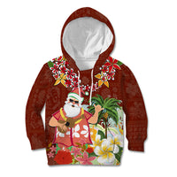 Hawaii Honu Mele Kalikimaka Kid Hoodie Santa Tropical Flower Aloha Summer Red Version LT03 Red - Polynesian Pride