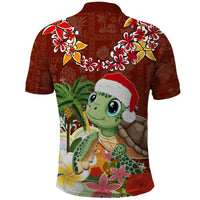 Hawaii Honu Mele Kalikimaka Polo Shirt Santa Tropical Flower Aloha Summer Red Version LT03 - Polynesian Pride