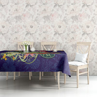 Hawaii Honu Mele Kalikimaka Tablecloth Santa Tropical Flower Aloha Summer Blue Version LT03 - Polynesian Pride