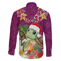 Hawaii Honu Mele Kalikimaka Family Matching Summer Maxi Dress and Hawaiian Shirt Santa Tropical Flower Aloha Summer Pink Version LT03 - Polynesian Pride
