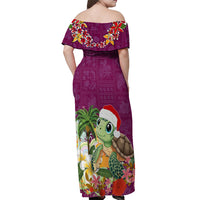 Hawaii Honu Mele Kalikimaka Off Shoulder Maxi Dress Santa Tropical Flower Aloha Summer Pink Version LT03 - Polynesian Pride