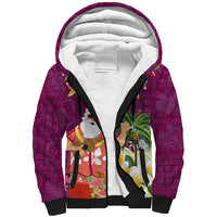 Hawaii Honu Mele Kalikimaka Sherpa Hoodie Santa Tropical Flower Aloha Summer Pink Version LT03 Unisex Pink - Polynesian Pride