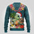 Hawaii Honu Mele Kalikimaka Ugly Christmas Sweater Santa Tropical Flower Aloha Summer Turquoise Version LT03 - Polynesian Pride