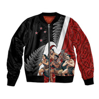 New Zealand Te Matatini Bomber Jacket Kapa Haka and Silver Fern - Maori Art Pattern