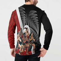 New Zealand Te Matatini Button Sweatshirt Kapa Haka and Silver Fern - Maori Art Pattern