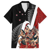 New Zealand Te Matatini Family Matching Off The Shoulder Long Sleeve Dress and Hawaiian Shirt Kapa Haka and Silver Fern - Maori Art Pattern