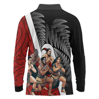 New Zealand Te Matatini Long Sleeve Polo Shirt Kapa Haka and Silver Fern - Maori Art Pattern