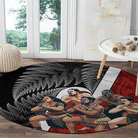 New Zealand Te Matatini Round Carpet Kapa Haka and Silver Fern - Maori Art Pattern