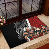 New Zealand Te Matatini Rubber Doormat Kapa Haka and Silver Fern - Maori Art Pattern