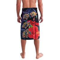 Pasifika Festival Lavalava Plumeria Turtles with Hibiscus - Polynesian Art Tattoo Dark Navy Color