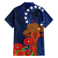 Cook Island ANZAC Day Family Matching Off Shoulder Short Dress and Hawaiian Shirt Soldier Paying Respect We Shall Remember Them LT03 - Polynesian Pride