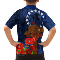 Cook Island ANZAC Day Kid Hawaiian Shirt Soldier Paying Respect We Shall Remember Them LT03 - Polynesian Pride