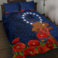 Cook Islands ANZAC Day Quilt Bed Set Soldier Paying Respect We Shall Remember Them LT03 Blue - Polynesian Pride
