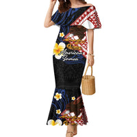 American Samoa Flag Day Family Matching Mermaid Dress and Hawaiian Shirt Polynesian Tatau Art and Plumeria