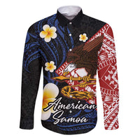 American Samoa Flag Day Family Matching Off Shoulder Short Dress and Hawaiian Shirt Polynesian Tatau Art and Plumeria
