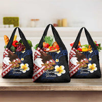 American Samoa Flag Day Grocery Bag Polynesian Tatau Art and Plumeria