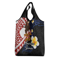 American Samoa Flag Day Grocery Bag Polynesian Tatau Art and Plumeria