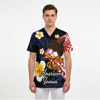 American Samoa Flag Day Scrub Top Polynesian Tatau Art and Plumeria - Polynesian Pride