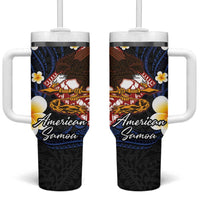 American Samoa Flag Day Tumbler With Handle Polynesian Tatau Art and Plumeria LT03 One Size: 40 oz Black - Polynesian Pride