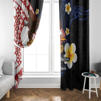 American Samoa Flag Day Window Curtain Polynesian Tatau Art and Plumeria LT03 - Polynesian Pride