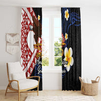 American Samoa Flag Day Window Curtain Polynesian Tatau Art and Plumeria LT03 - Polynesian Pride