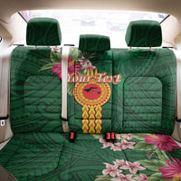 Manuʻa Islands Back Car Seat Cover Polynesian Style with Rooster Tattoo and Tropical Plants
