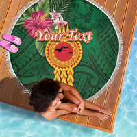 Manuʻa Islands Beach Blanket Polynesian Style with Rooster Tattoo and Tropical Plants