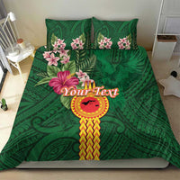 Manuʻa Islands Bedding Set Polynesian Style with Rooster Tattoo and Tropical Plants