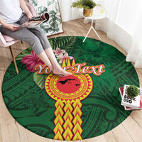 Personalised Manuʻa Islands Round Carpet Polynesian Style with Rooster Tattoo and Tropical Plants LT03 - Polynesian Pride