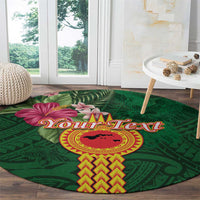 Personalised Manuʻa Islands Round Carpet Polynesian Style with Rooster Tattoo and Tropical Plants LT03 - Polynesian Pride