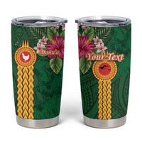 Manu'a Tumbler Cup Polynesian Style with Rooster Tattoo and Tropical Plants