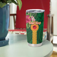 Manu'a Tumbler Cup Polynesian Style with Rooster Tattoo and Tropical Plants