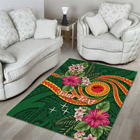 Manuʻa Islands Area Rug Polynesian Art Tattoo Style and Tropical Plants
