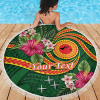 Manuʻa Islands Beach Blanket Polynesian Art Tattoo Style and Tropical Plants