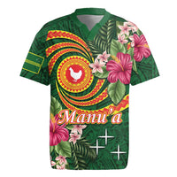 Manuʻa Islands Rugby Jersey Polynesian Art Tattoo Style and Tropical Plants