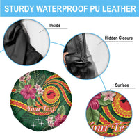 Personalised Manuʻa Islands Spare Tire Cover Polynesian Art Tattoo Style and Tropical Plants LT03 - Polynesian Pride