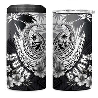 Hafa Adai Guam 4 in 1 Can Cooler Tumbler Polynesian Palm Tree Tattoo Hibiscus and Plumeria Art