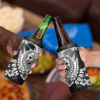 Hafa Adai Guam 4 in 1 Can Cooler Tumbler Polynesian Palm Tree Tattoo Hibiscus and Plumeria Art