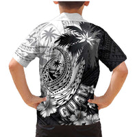 Hafa Adai Guam Family Matching Mermaid Dress and Hawaiian Shirt Polynesian Palm Tree Tattoo Hibiscus and Plumeria Art