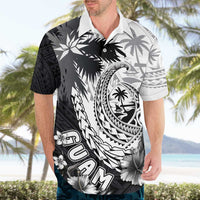 Hafa Adai Guam Hawaiian Shirt Polynesian Palm Tree Tattoo Hibiscus and Plumeria Art