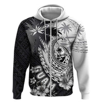 Hafa Adai Guam Hoodie Polynesian Palm Tree Tattoo Hibiscus and Plumeria Art