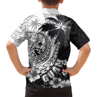 Hafa Adai Guam Kid Hawaiian Shirt Polynesian Palm Tree Tattoo Hibiscus and Plumeria Art