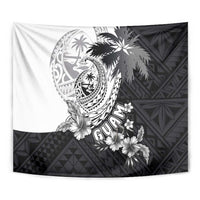 Hafa Adai Guam Tapestry Polynesian Palm Tree Tattoo Hibiscus and Plumeria Art