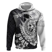 Hafa Adai Guam Zip Hoodie Polynesian Palm Tree Tattoo Hibiscus and Plumeria Art