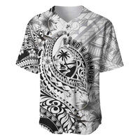Guam-Land of the Chamorro Baseball Jersey Polynesian Tattoo Style Hibiscus and Plumeria Art