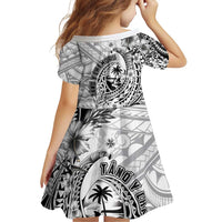 Guam-Land of the Chamorro Family Matching Off Shoulder Short Dress and Hawaiian Shirt Polynesian Tattoo Style Hibiscus and Plumeria Art