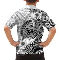 Guam-Land of the Chamorro Family Matching Short Sleeve Bodycon Dress and Hawaiian Shirt Polynesian Tattoo Style Hibiscus and Plumeria Art