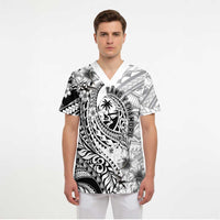 Guam-Land of the Chamorro Scrub Top Polynesian Tattoo Style Hibiscus and Plumeria Art - Polynesian Pride